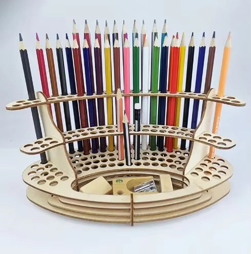 Wooden Desk Paint Brush Holder