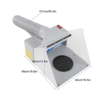 Airbrush Spray Booth with Turn Table Foldable Exhaust Filter Extractor