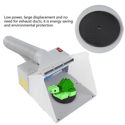 Airbrush Spray Booth with Turn Table Foldable Exhaust Filter Extractor